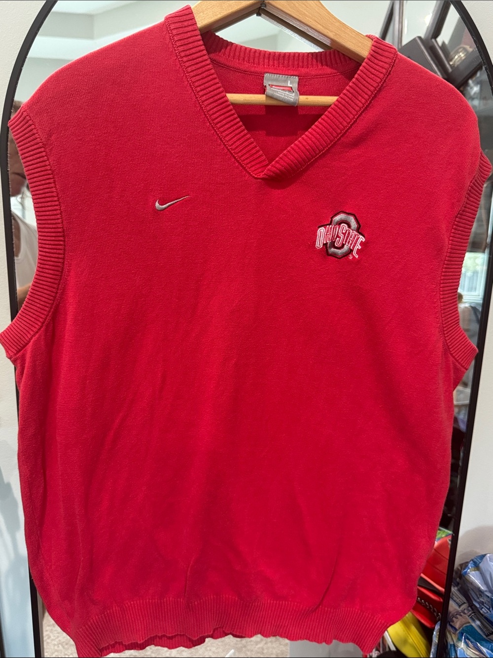 Nike Red V-Neck Ohio State Sleeveless Knit Vest Vintage
